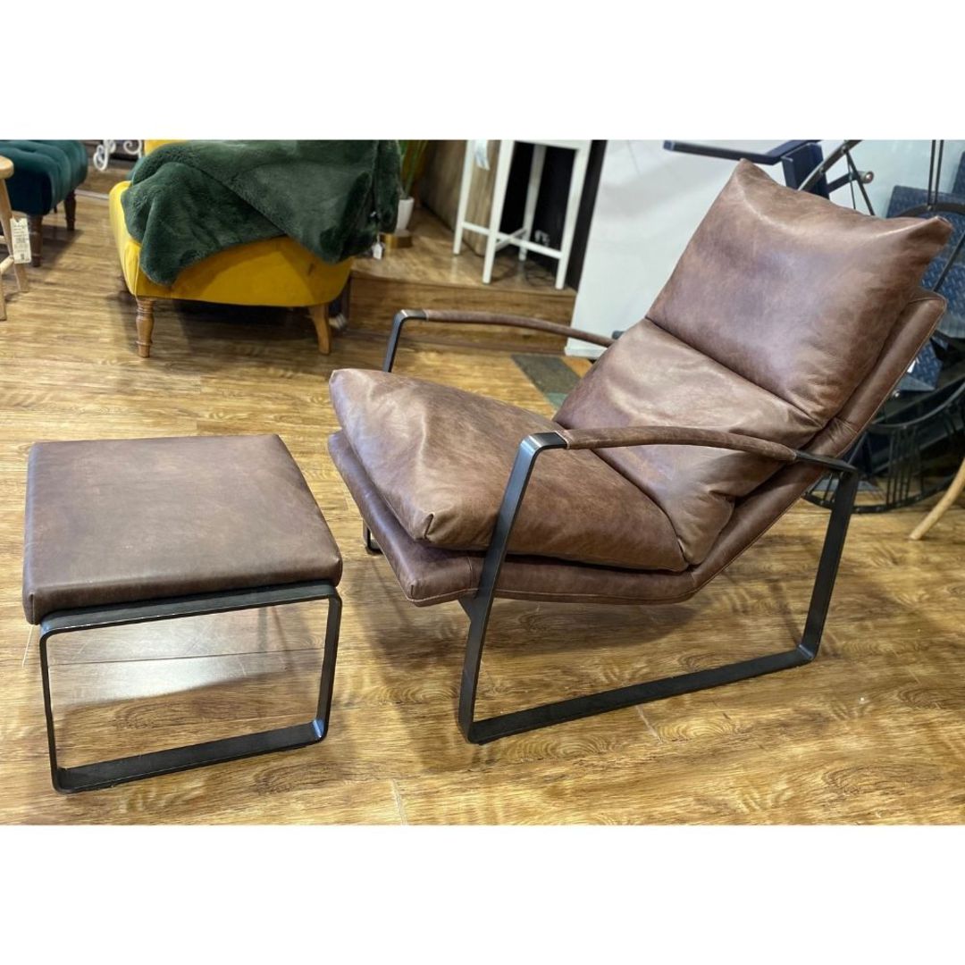 Sienna Vintage Leather Lounge Chair and Ottoman image 1
